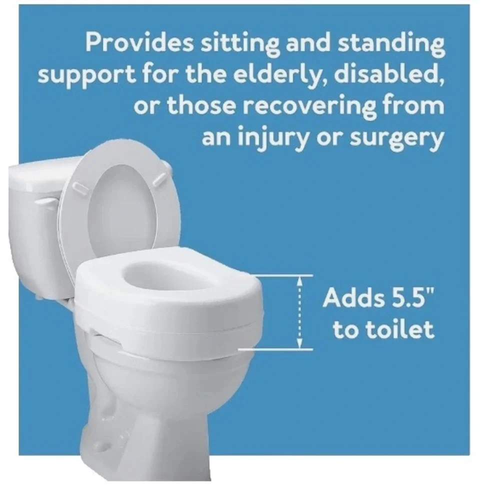 Carex White Plastic Raised Toilet Seat 5-1/2